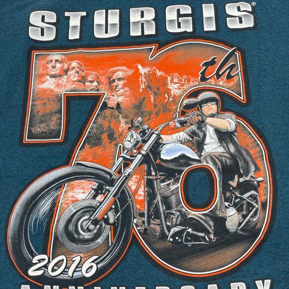 STURGIS 2016 76th anniversary biker's event Black Hills Rally men's t-shirt M - Picture 3 of 9